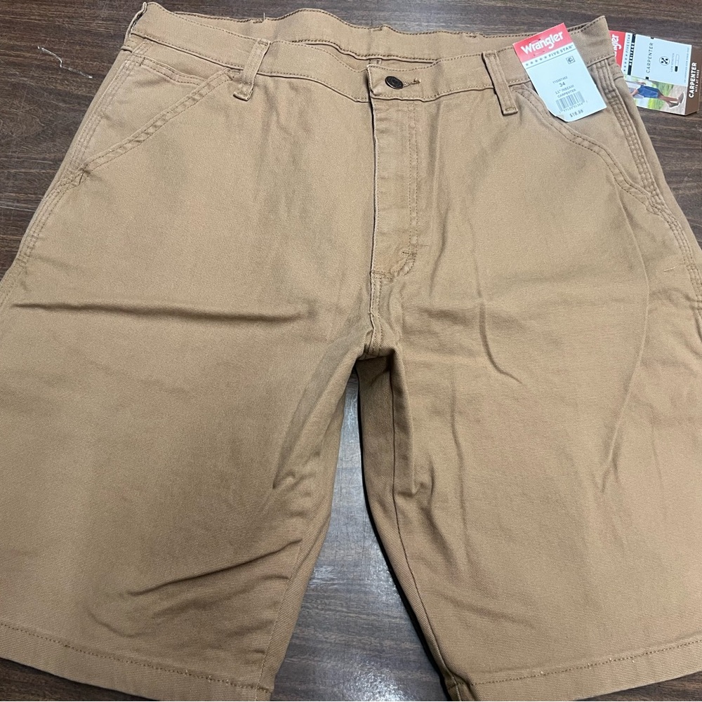 Wrangler Men's Khaki Work-Style Flat Front Shorts